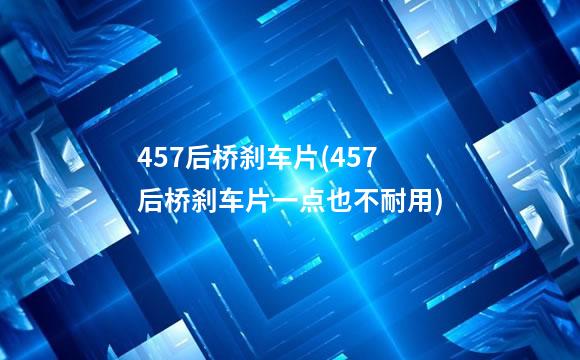 457后桥刹车片(457后桥刹车片一点也不耐用)