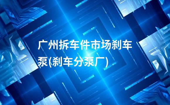 广州拆车件市场刹车泵(刹车分泵厂)
