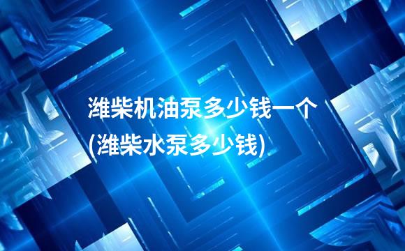 潍柴机油泵多少钱一个(潍柴水泵多少钱)