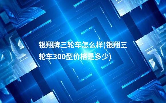 银翔牌三轮车怎么样(银翔三轮车300型价格是多少)