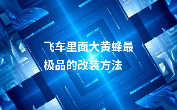 飞车里面大黄蜂最极品的改装方法